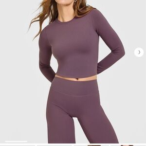 Women's Purple Long Sleeve Crop Top